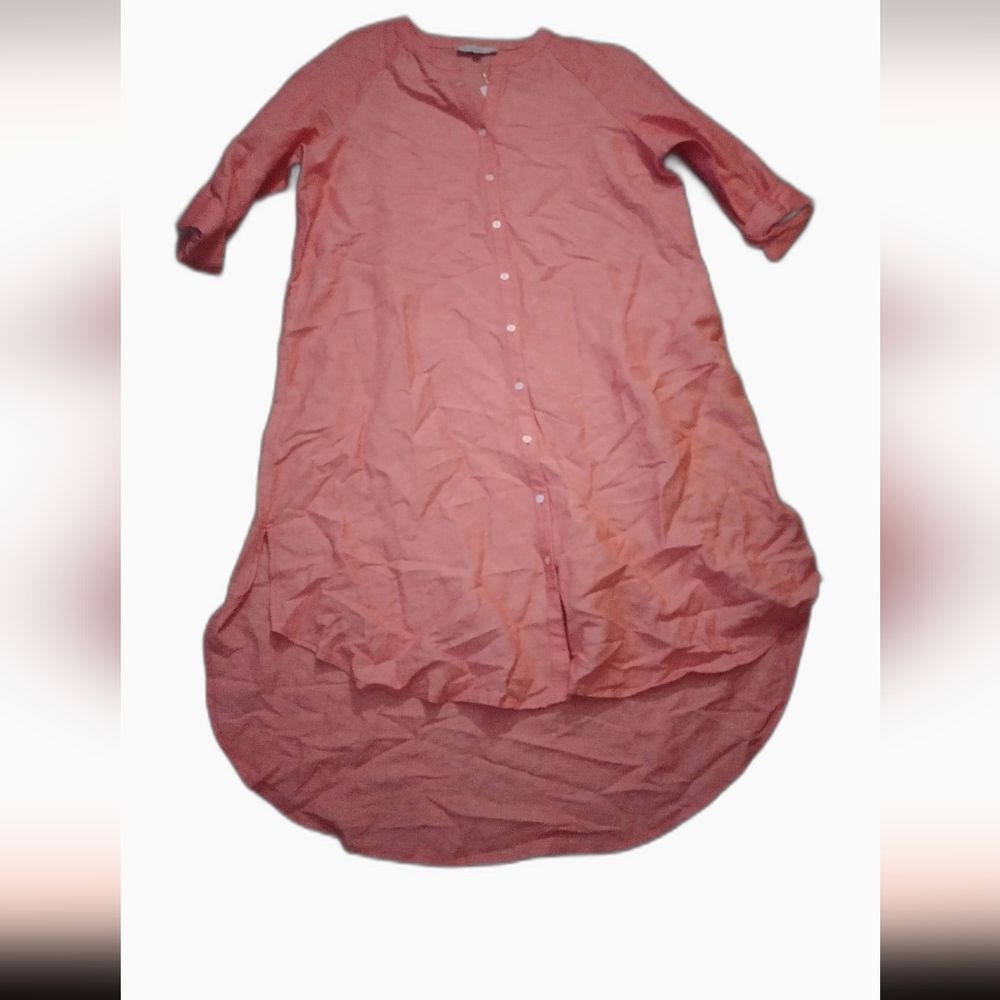 LOFT Rose Pink Button-Front Tunic Dress